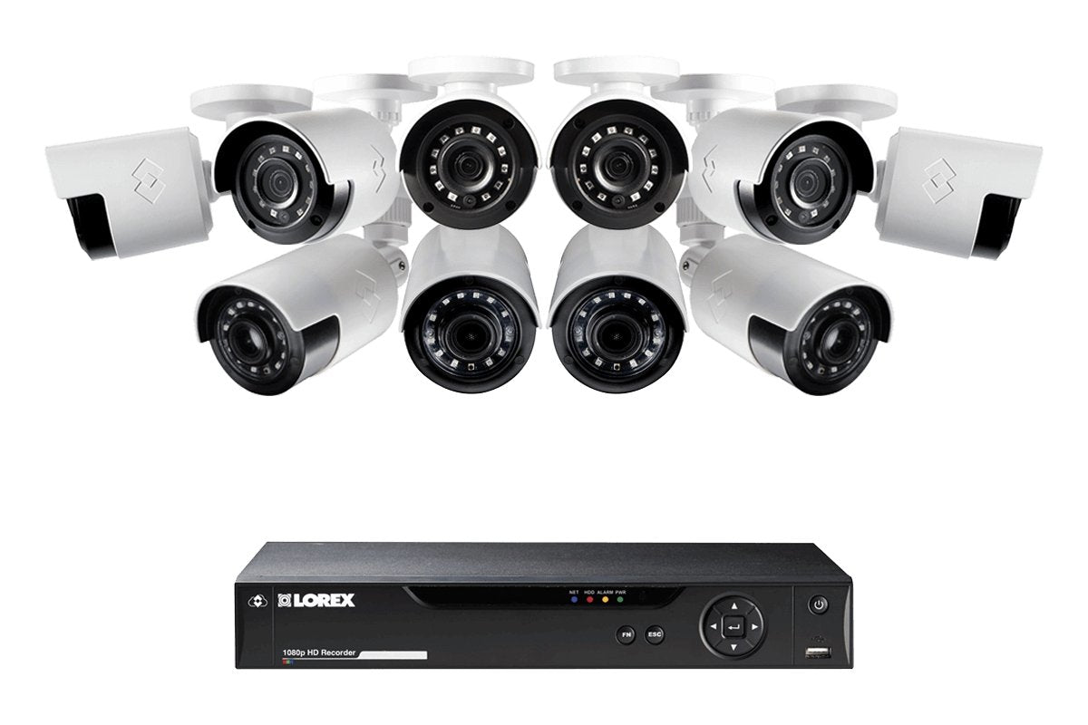 Lorex Discontinued, 1080p Camera System with 10 Outdoor Cameras - 4 Wide Angle Cameras, 160 Degree View and 6 Bullet Security Cameras
