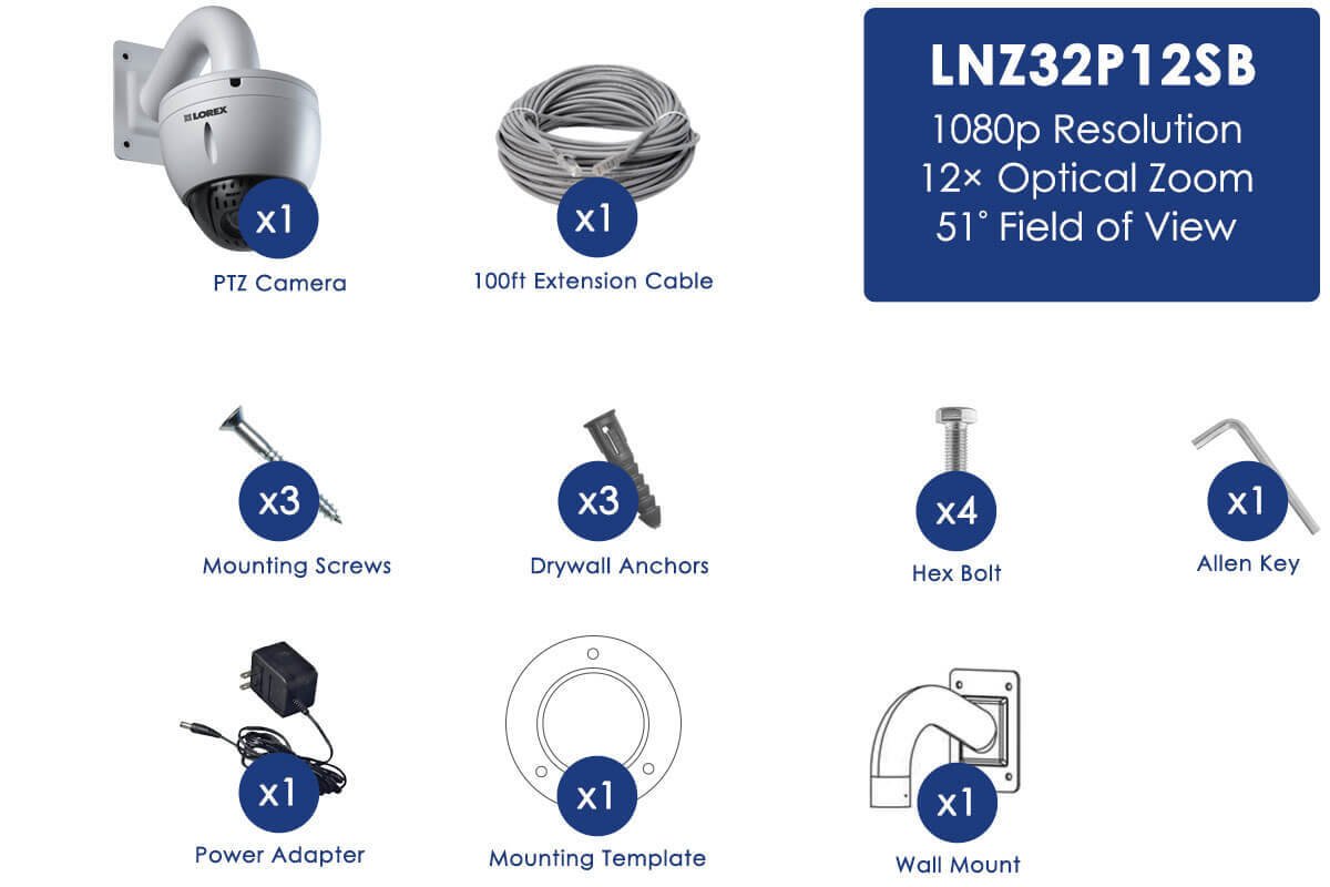 Lorex Discontinued, 1080p HD PTZ IP Camera with 12× Optical Zoom