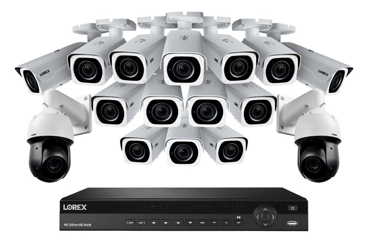 Lorex Discontinued, 16-Channel NVR System with 4K Varifocal Nocturnal Cameras and 2K PTZ Domes Cameras